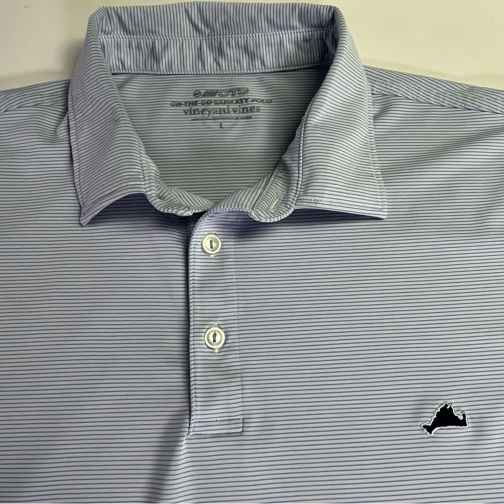 Vineyard Vines L Martha's Vineyard Light Blue Striped On The Go Sankaty Polo - Picture 4 of 5